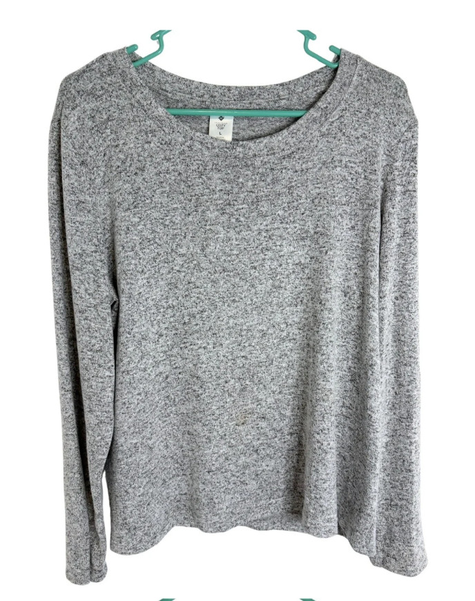 Member’s Mark Women’s Gray Long Sleeve Crewneck Knit Top Size Large