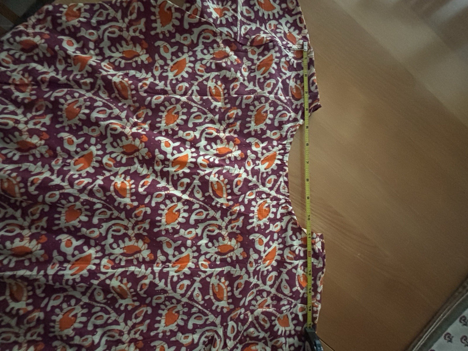 VTG Hippie Boho Cotton Tunic Top Purple Orange Boho Tassel Size Medium