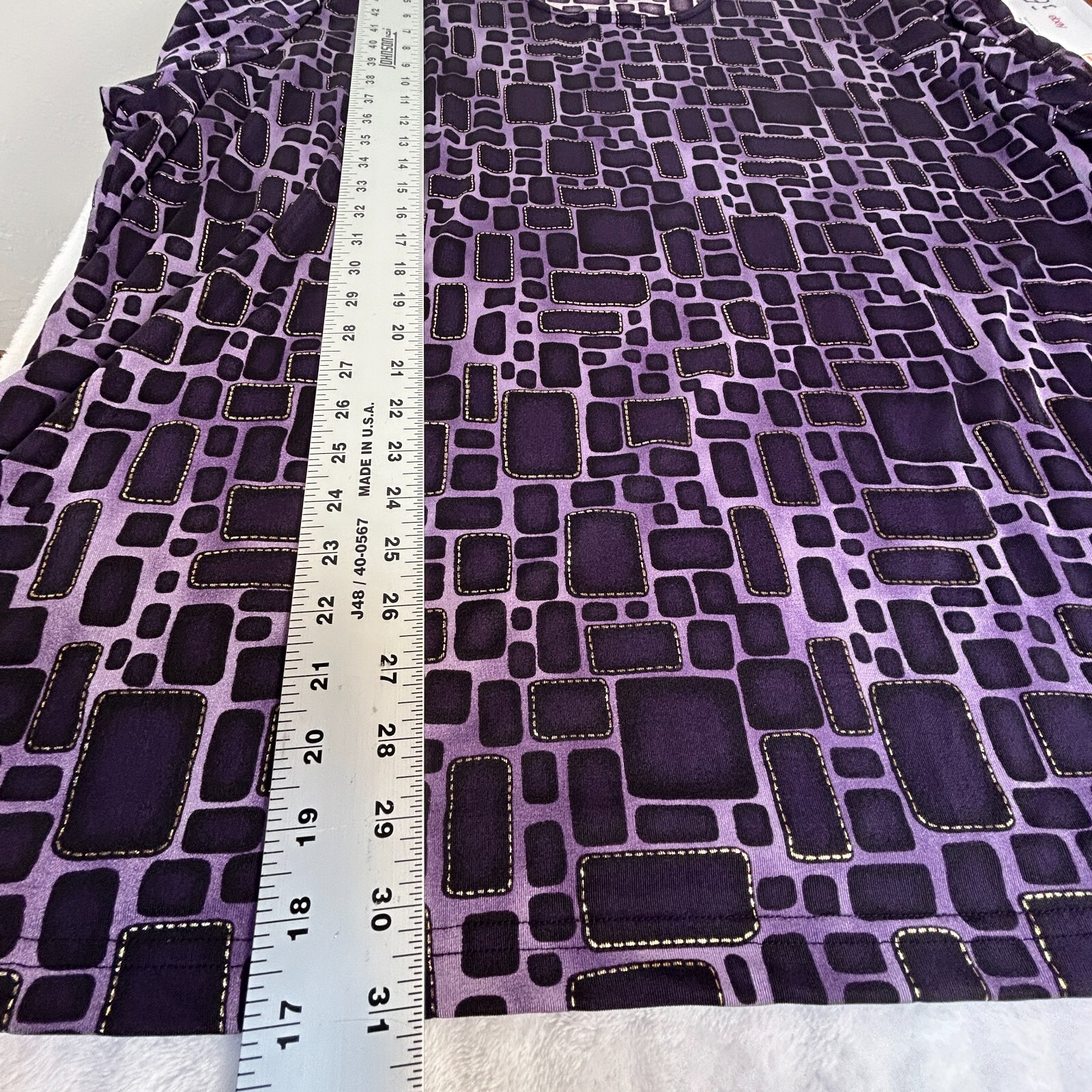 Fashion Bug Women’s Tunic Top Stretchable Pebble Print Purple Plus Size 4X New