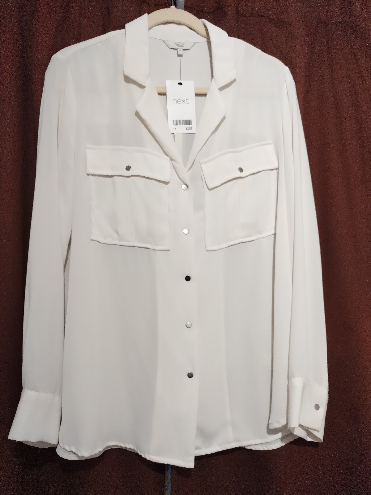 Next Crepe Georgette Blouse, BNWT, Ivory, Size UK 14/US 10