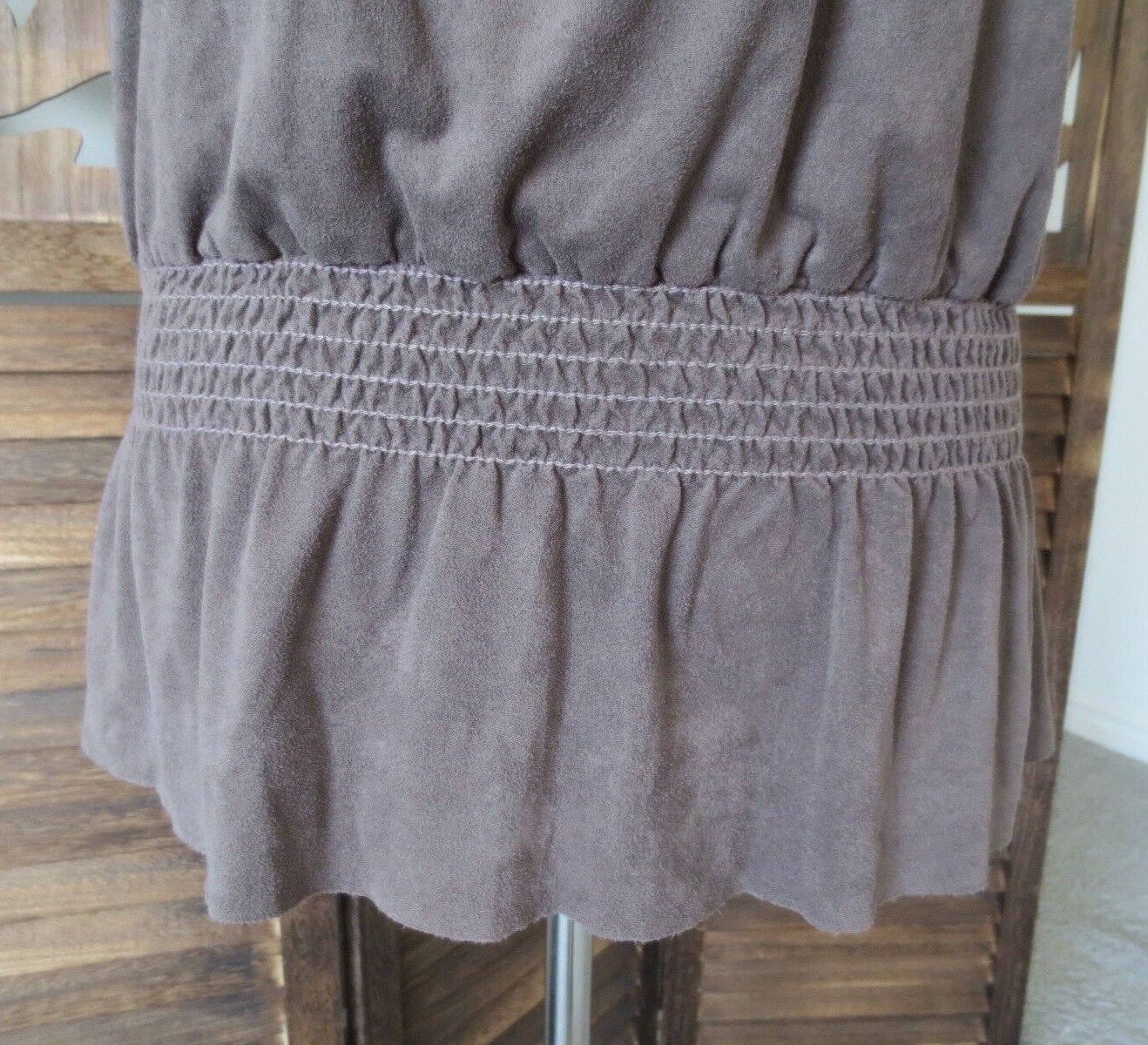 Cherish Boutique Tunic Tank Top Layering Tank Brown Dark Taupe Faux Suede