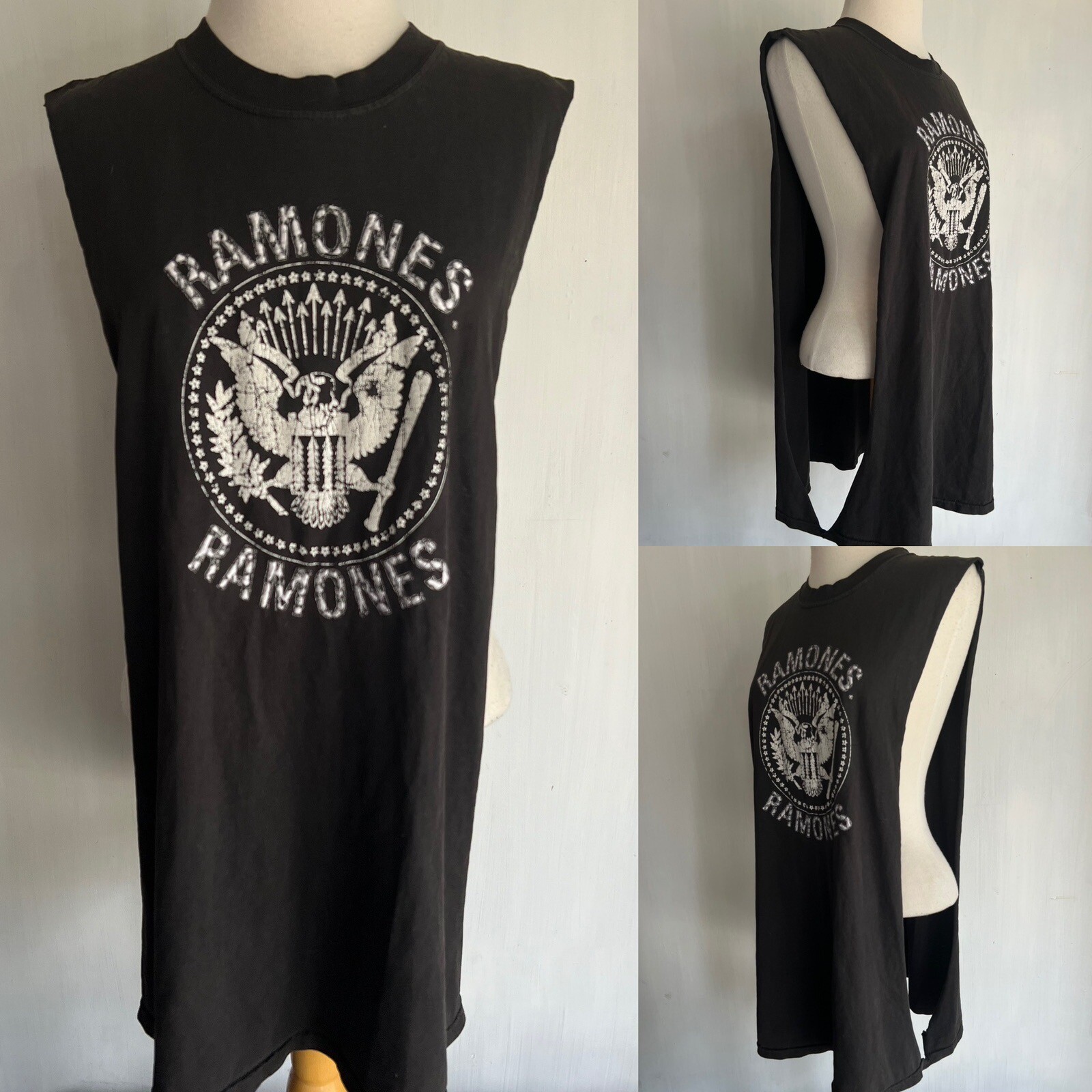 RAMONES 1234 Official Women’s Slide Slit Punk Rock Tunic Dress T-Shirt Size 2XL