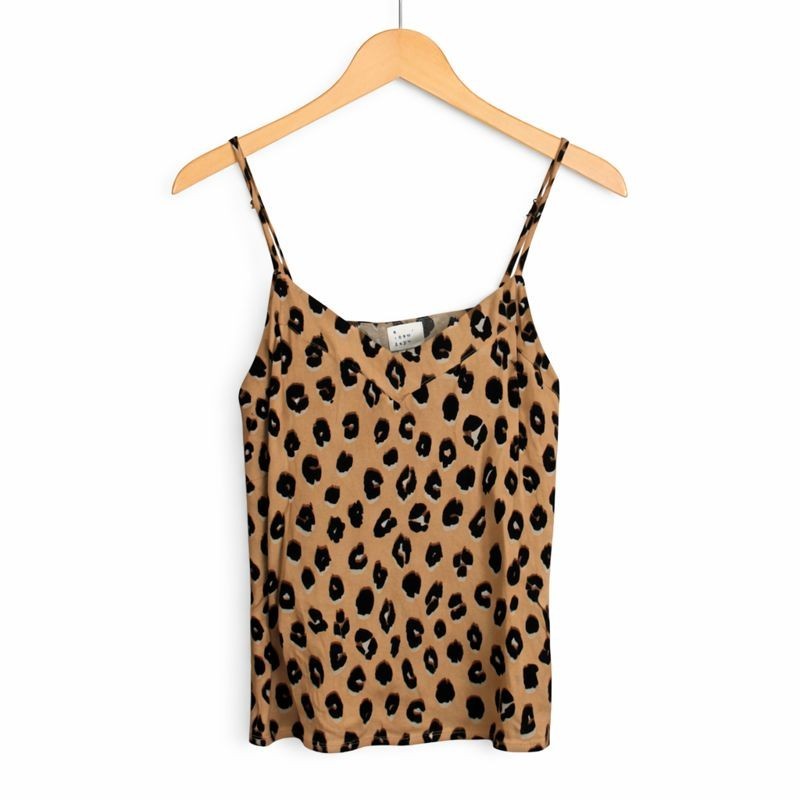 A New Day Leopard Print Cami Tank Top Adjustable Straps Lightweight Small