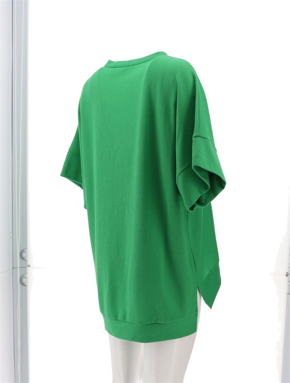 Attitudes Renee Solid Stripe Batwing tunic Green Apple XS NWOT (821)