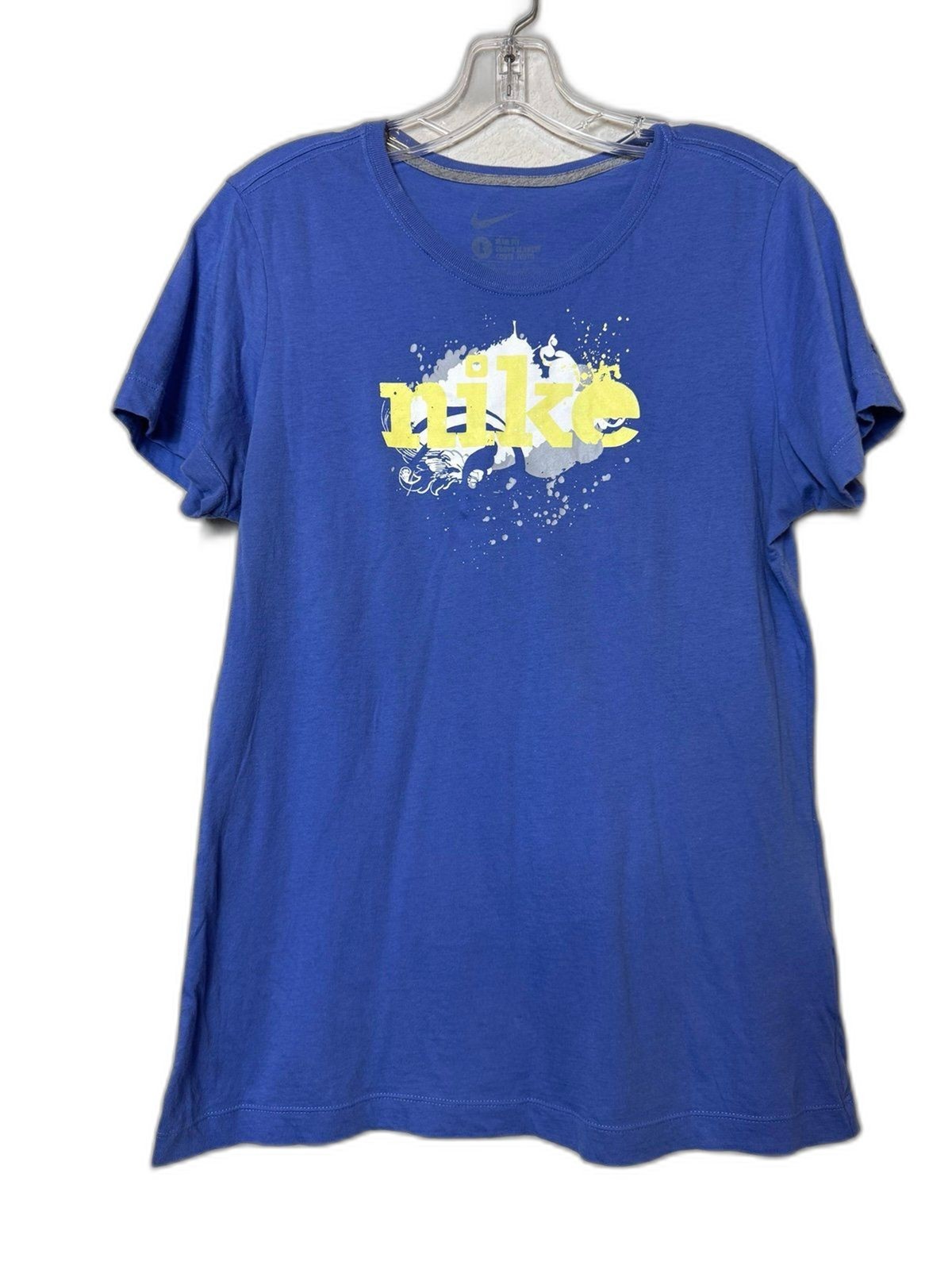 Nike Logo Graphic Tee 100% Cotton Lightweight Slim Fit Blue T-Shirt Women’s L