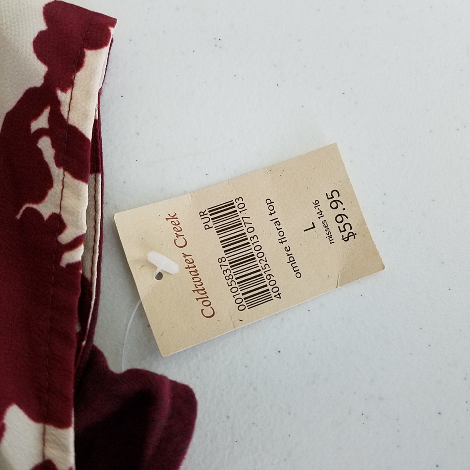 Coldwater Creek Grecian Drape Ombre Petunia Floral Top Shirt Womens L Colorblock
