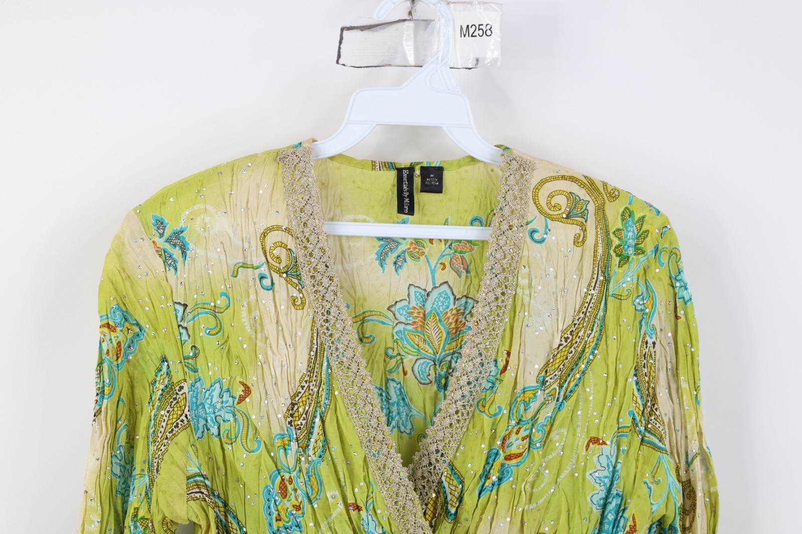 Vtg 90s Y2K Streetwear Womens Medium Babydoll Bella Fairy Flower Sequin Shirt