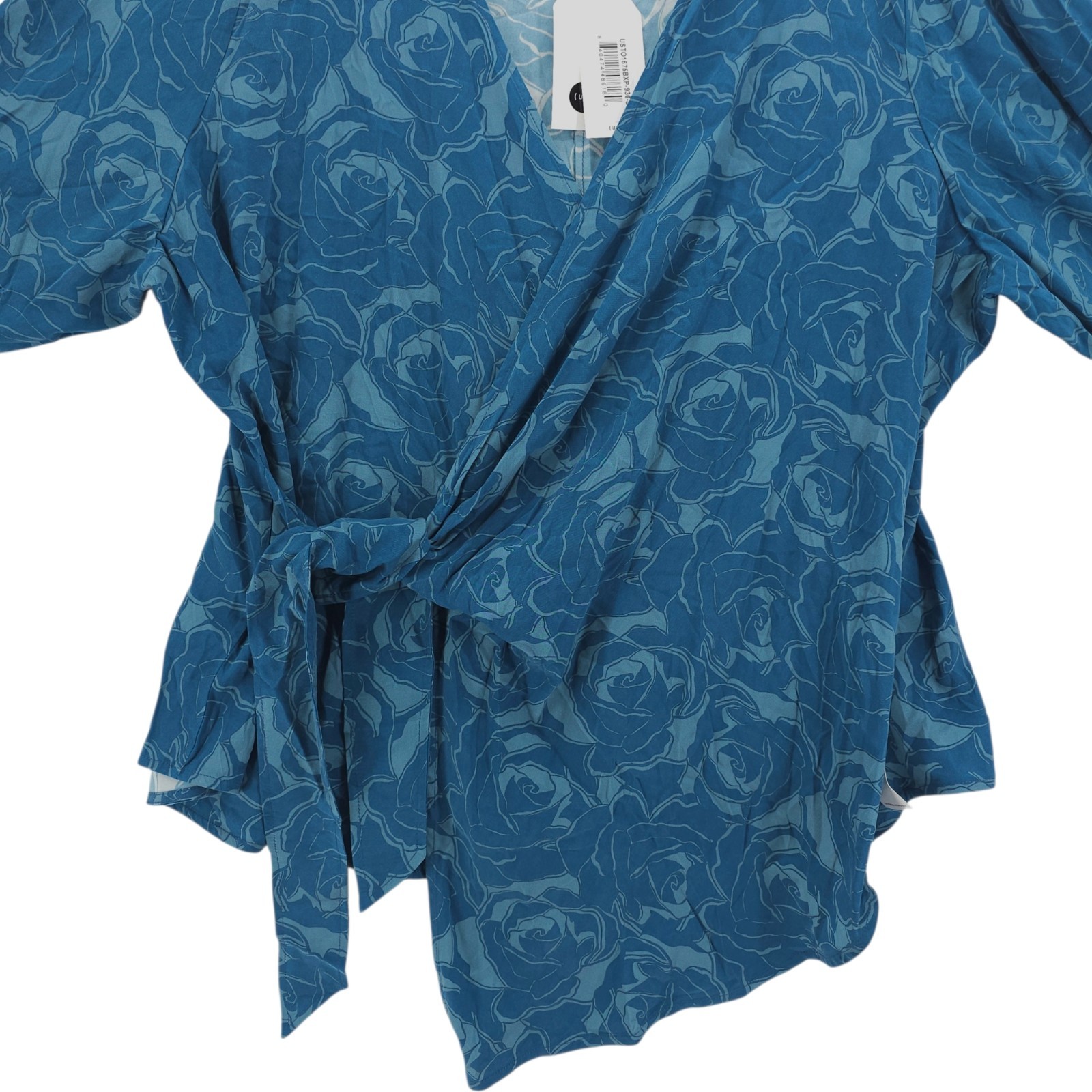 NWT UNIVERSAL STANDARD Beacon Stretch Cupro Wrap Top Rose Deep Teal Size 22-24