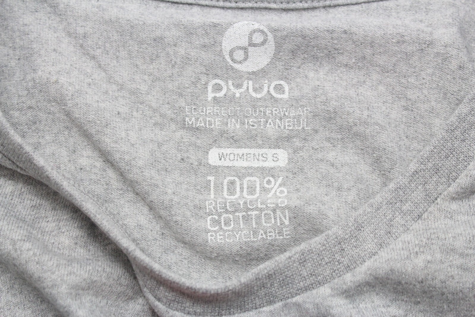 Pyua Damen T-Shirt Small Kurzarm Rundhals Stretch Kragen Grau Melange