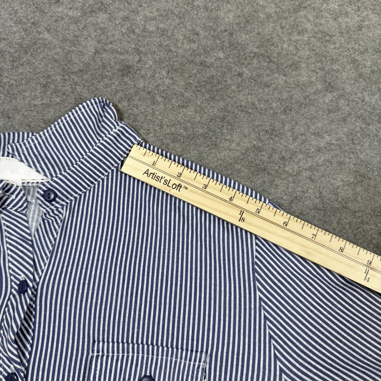 Eden & Olivia 3/4 Sleeves Button-Up Shirt Fit Women’s Size XL Blue White Stripes