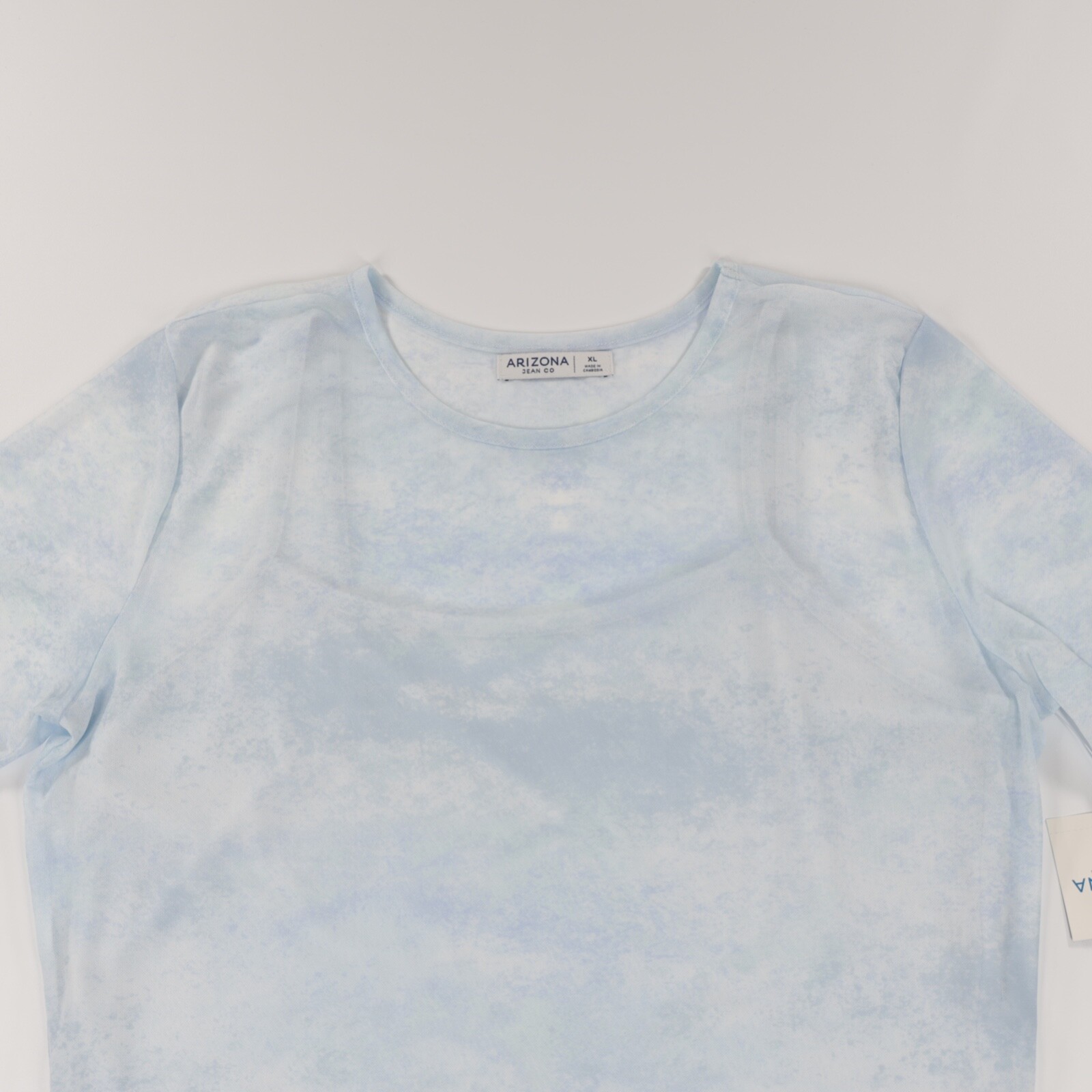 Arizona Jean Co Women’s Short Sleeve Mesh Cropped Top Light Blue Size XL
