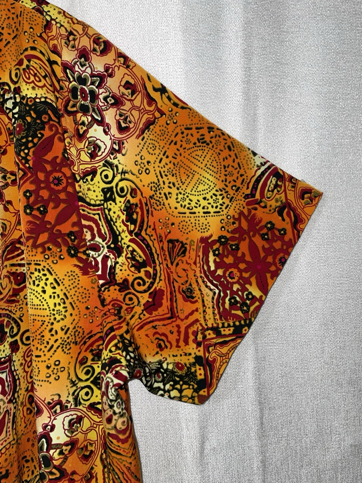 A Personal Touch Colorful Artsy Orange Multicolor Button Up Top Made In USA 3X