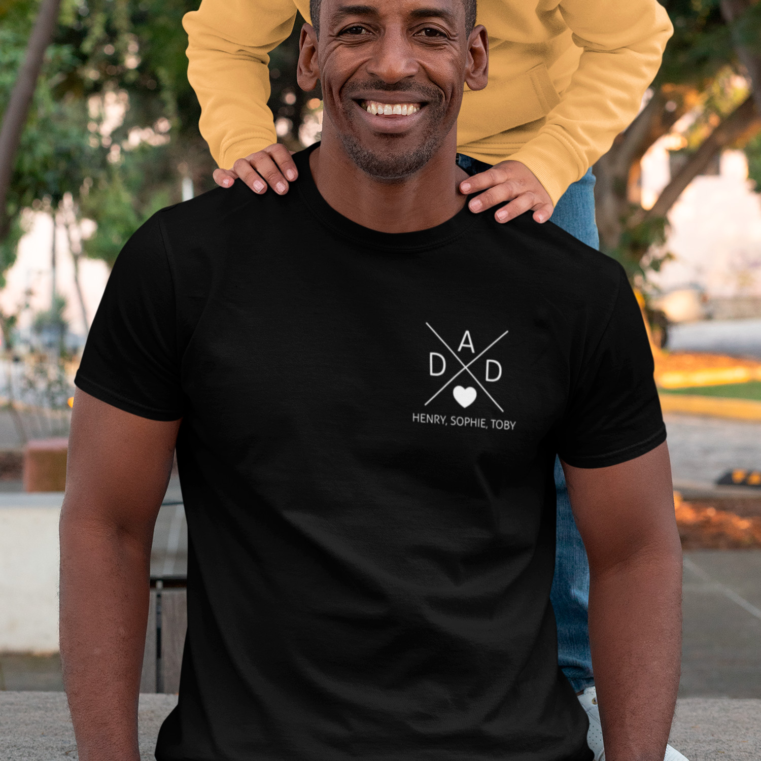 Personalised Dad T-Shirt Top Tee – Family Names Father’s Day Cute Gift Present