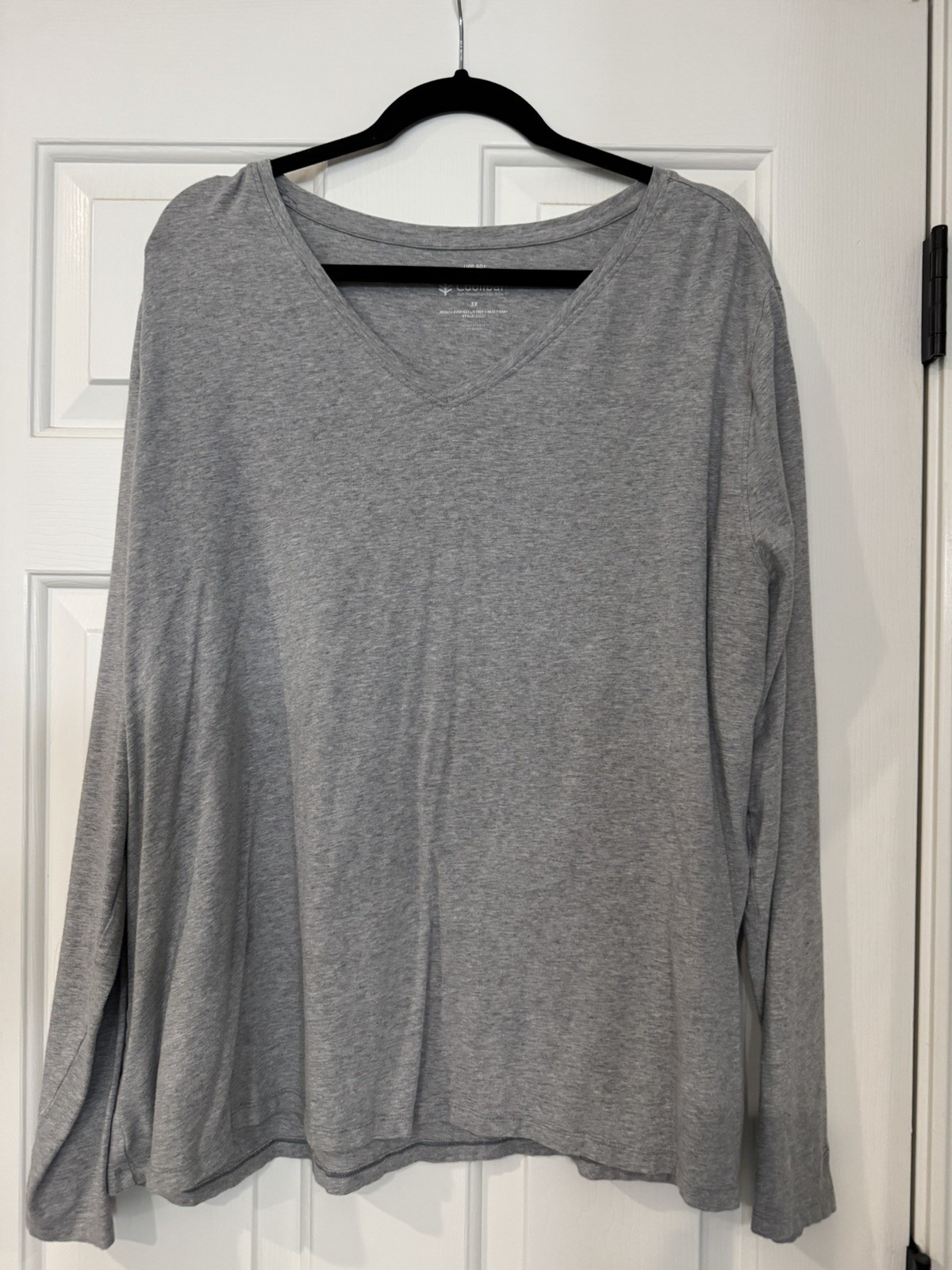 Coolibar Morada Womens 3xl Light grey Heather 50+ UPF Long Sleeve V-Neck Shirt