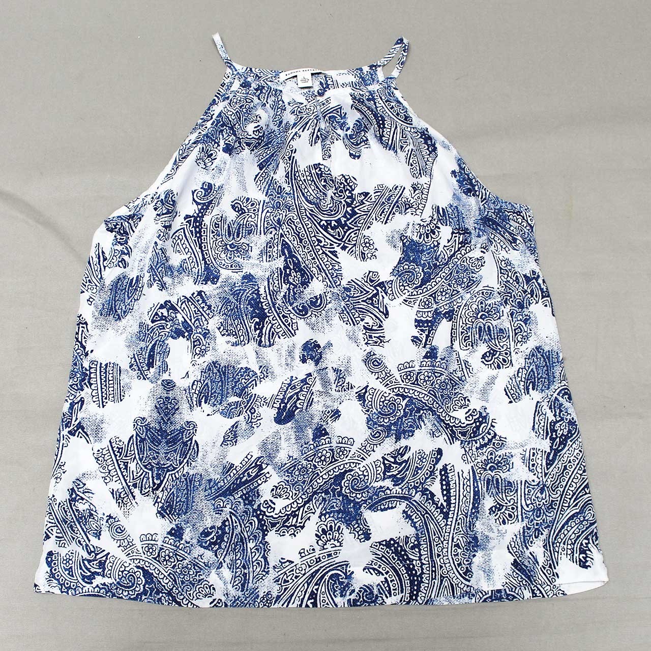 Banana Republic Women’s Halter Neck Blouse Size L Blue White Paisley Sleeveless