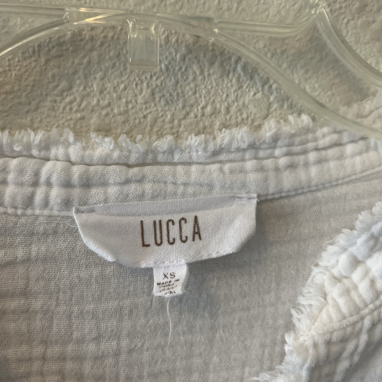 Lucca Women’s Top Size XS White Gauzy Cotton Tunic Button Boho Beachy Cottage