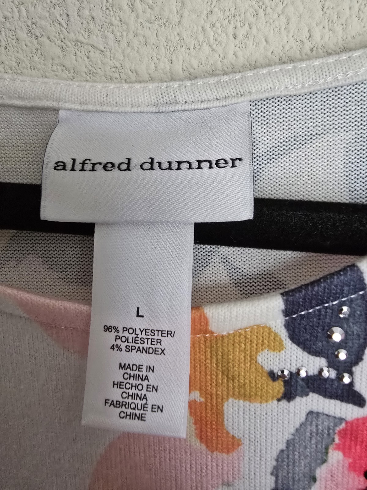 Alfred Dunner Womans Top/ Sweater Sz L Floral , Side Drawstring Hem W/ Slide