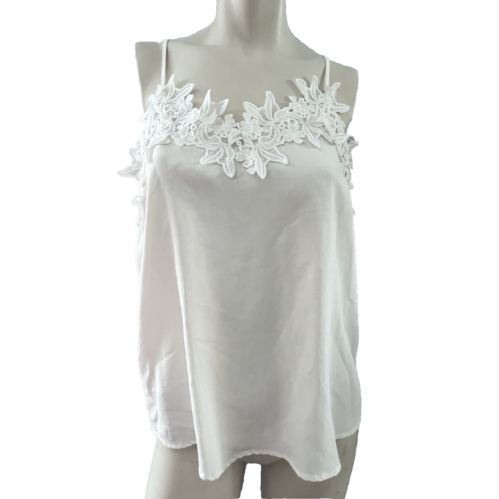 Bibi Womens Tank Top S White Y2K Romantic Summertime Layers Coquette Cottagecore