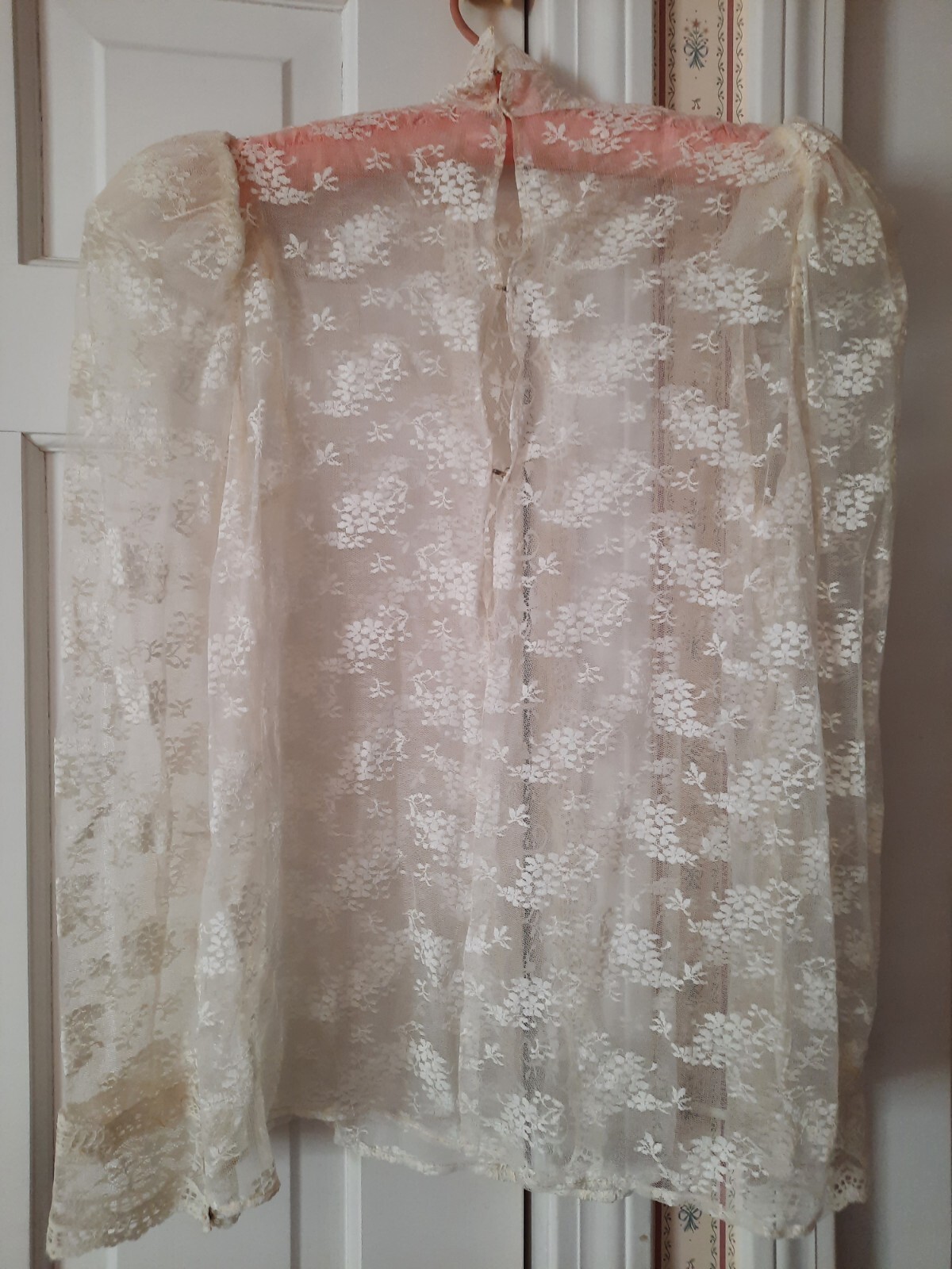 Women’s Blouses Vintage Retro Victorian Lace Size 8 High Neck Long Sleeve