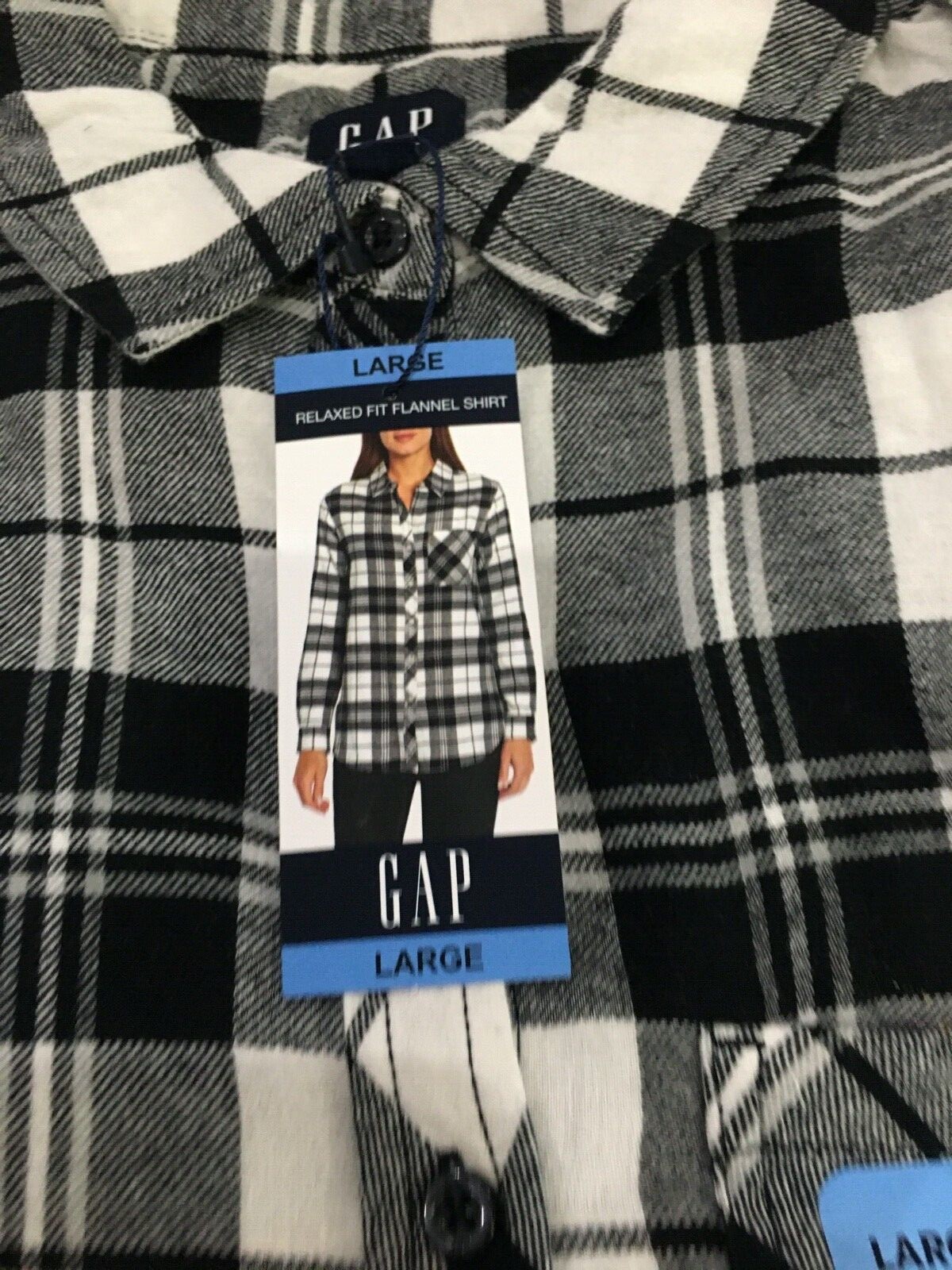 New GAP Women’s Long Sleeve Button Down Relaxed Fit Flannel Shirt Plaid S,M,L,XL