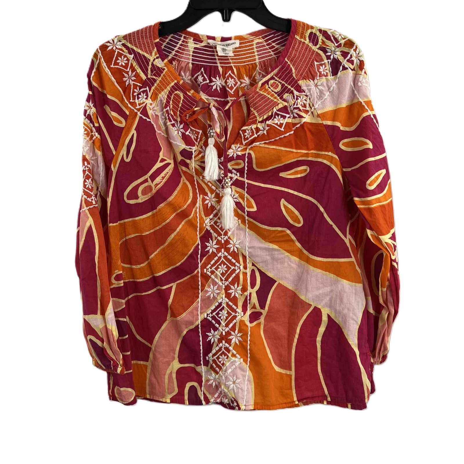 Christian Siriano NY Multicolor Embroidered Peasant Blouse Lightweight Small