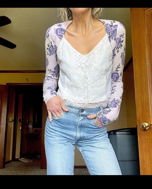 GUIZIO Micro Cardigan & Amiri Lace tank XS bundle