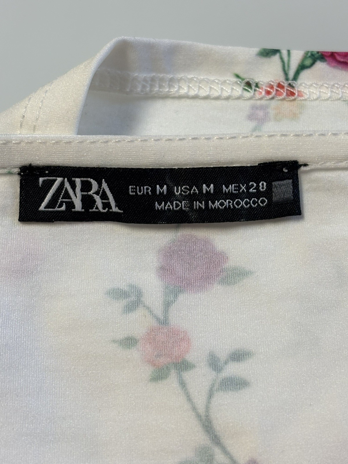 zara Crop Top womens size M floral white Flutter square neck Cottage NWOT