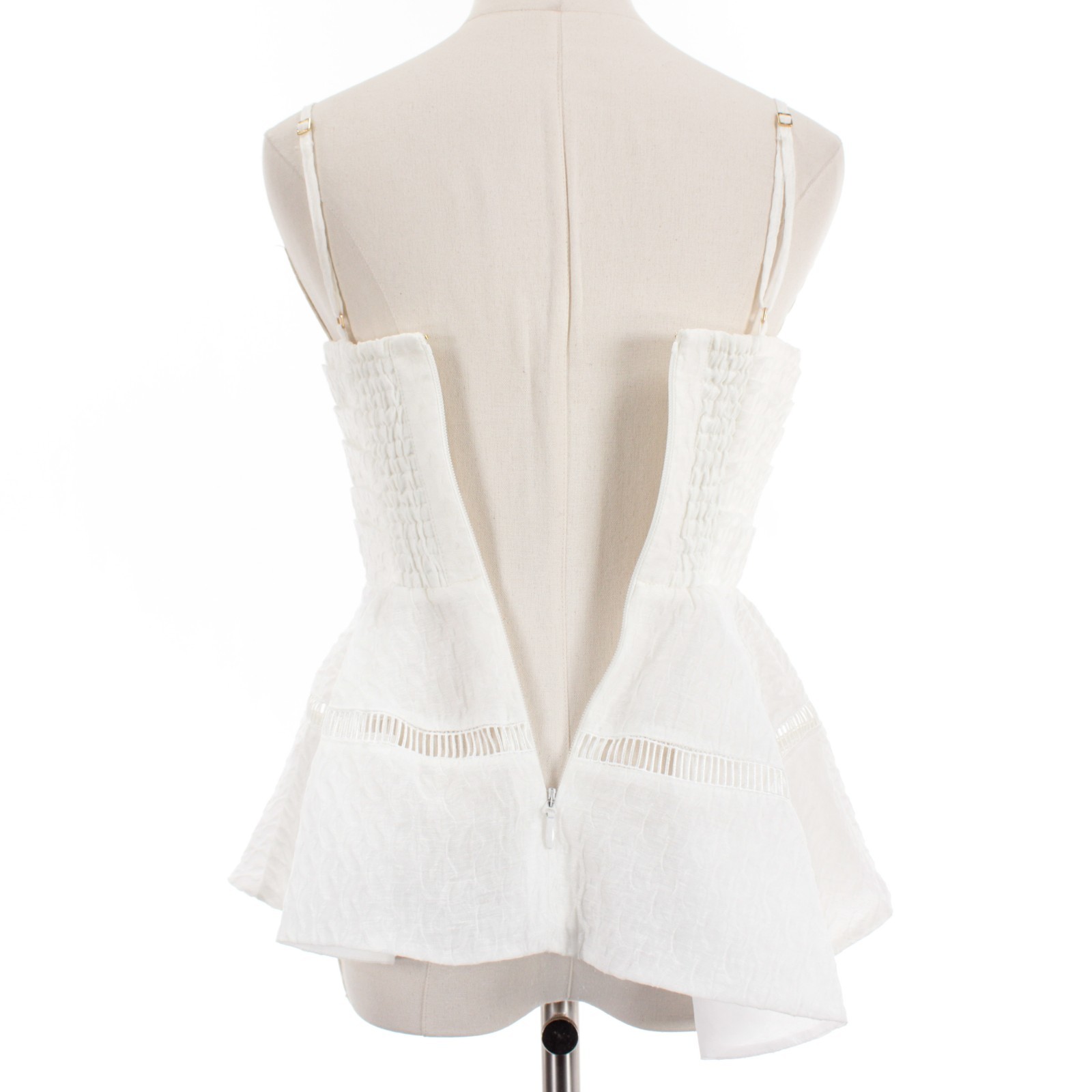 Aje NWT Cinque Jacquard Sleeveless Top Size 6 (US 2) in Ivory Linen Blend