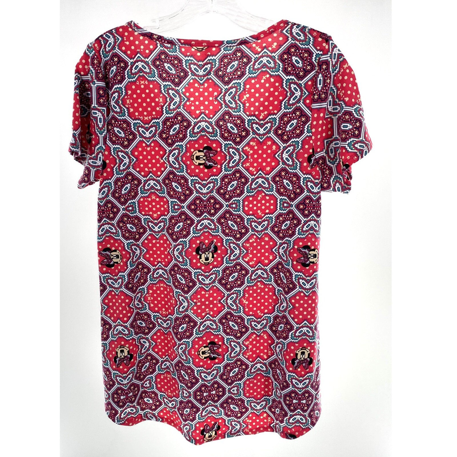 LuLaRoe Southwest Minnie Mouse Short Sleeve T-Shirt Small Pink Crew Scoop Neck