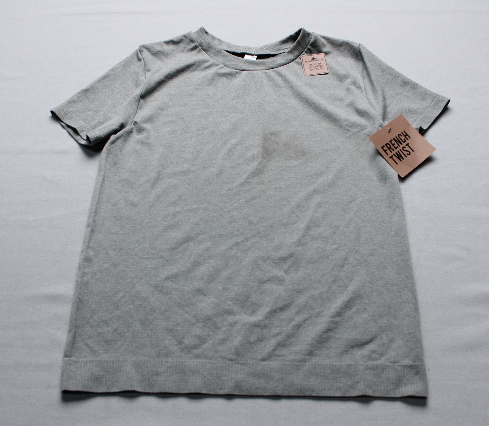 French Twist Women’s Sculpting Tee DH3 Light Heather Grey One Size NWT