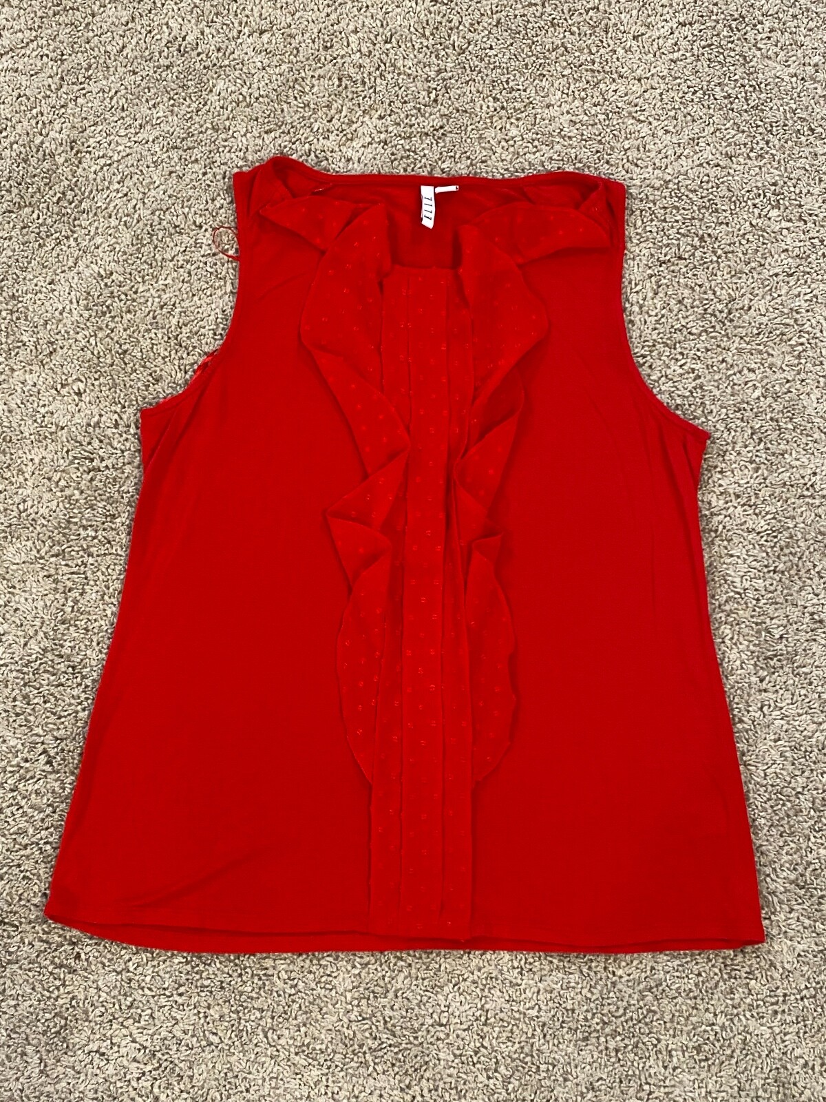 ELLE Blouse Top Women’s Size Medium Sleeveless Ruffles Red