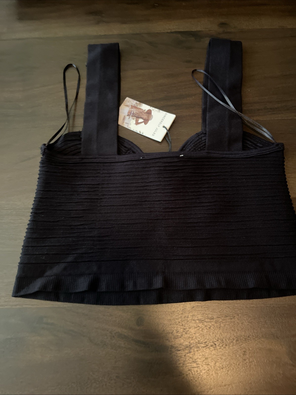 Sincerely Jules Women’s Crop Top Small With Straps Black New With Tags