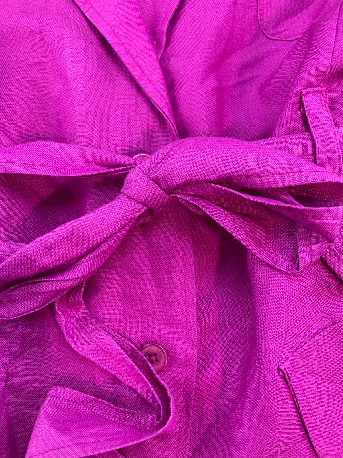 Sherry Taylor Puff Sleeve Jacket Blouse Womens Plus 2X Fushia Belted Career Cool