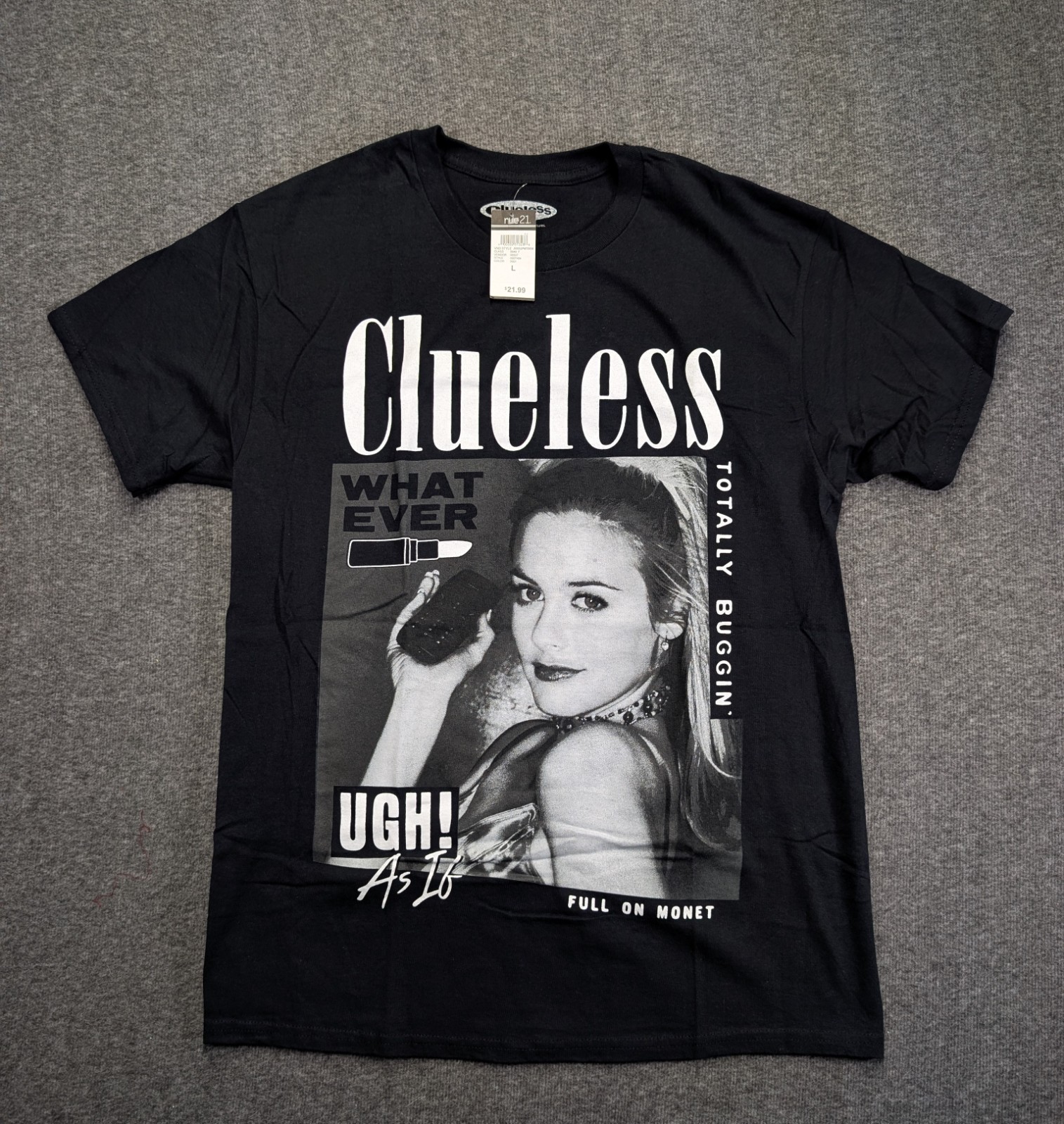 Rue 21 Black Graphic Tee Clueless The Movie Size Large Ships Same Day*