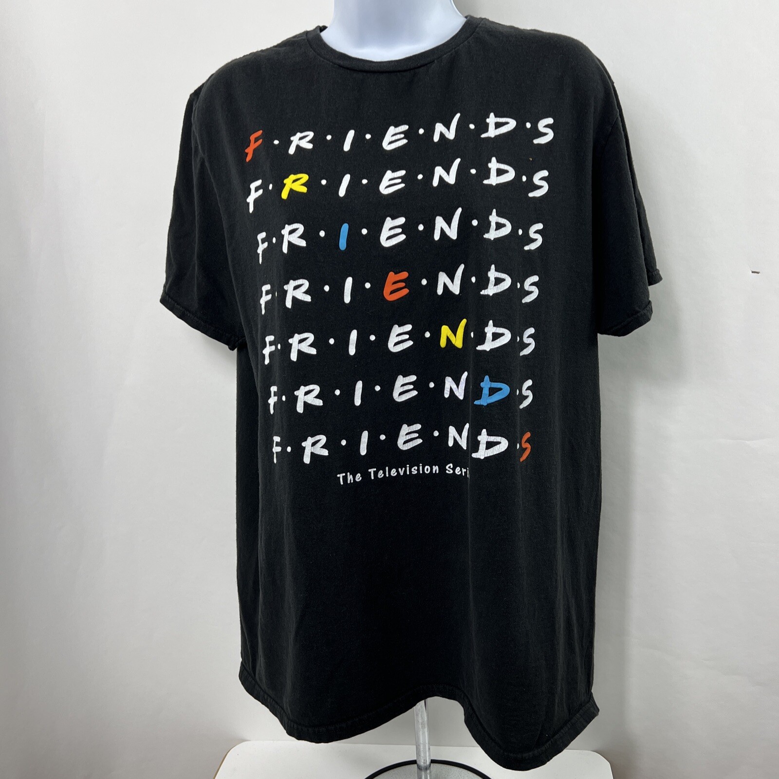 Friends T Shirt Large Black Short Sleeve Crew Neck Tee Womens 100% Cotton Jersey