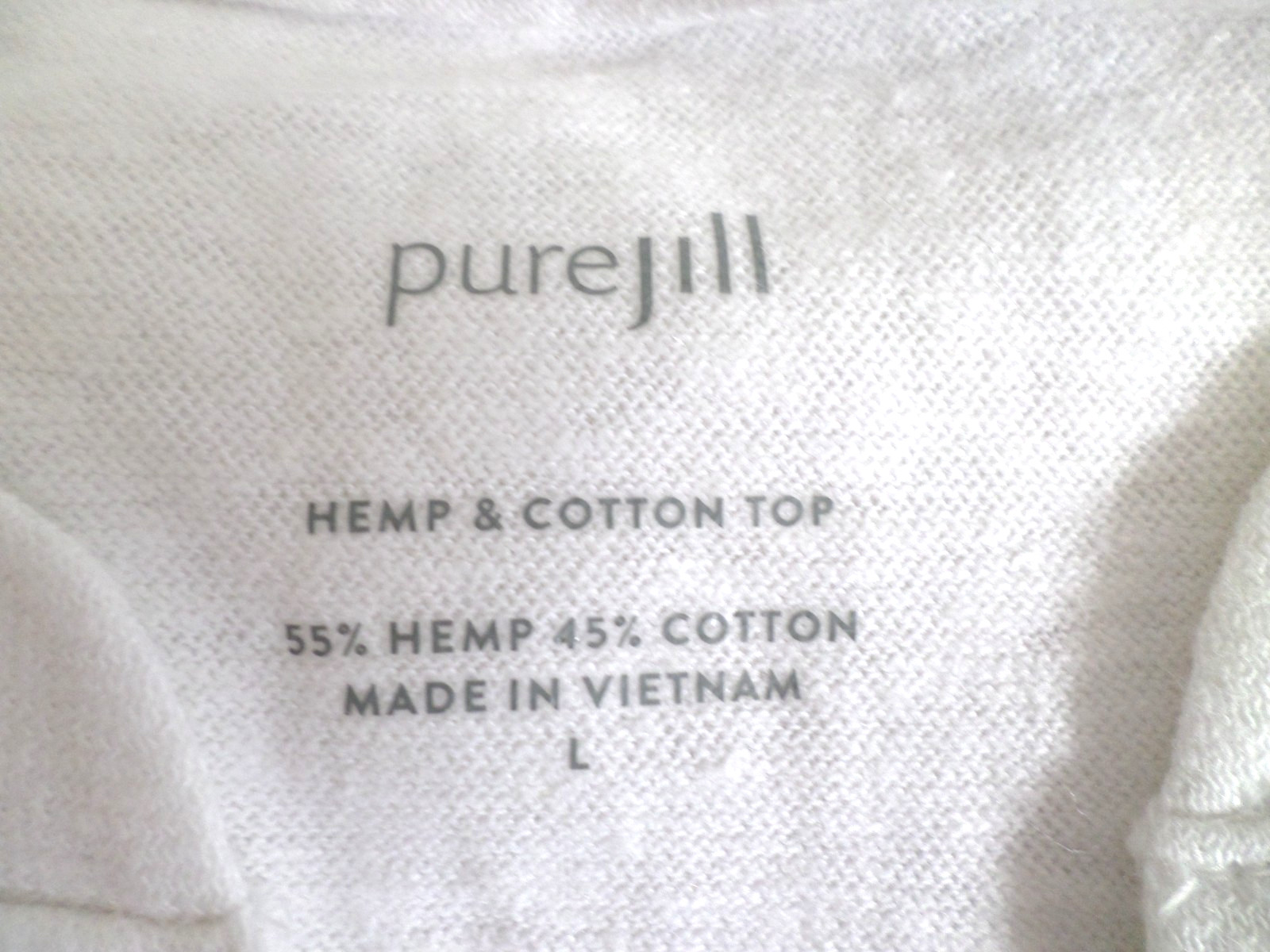 NWT PURE JILL{J JILL} HEMP AND COTTON TOP-LARGE-WHITE-VERY NICE!