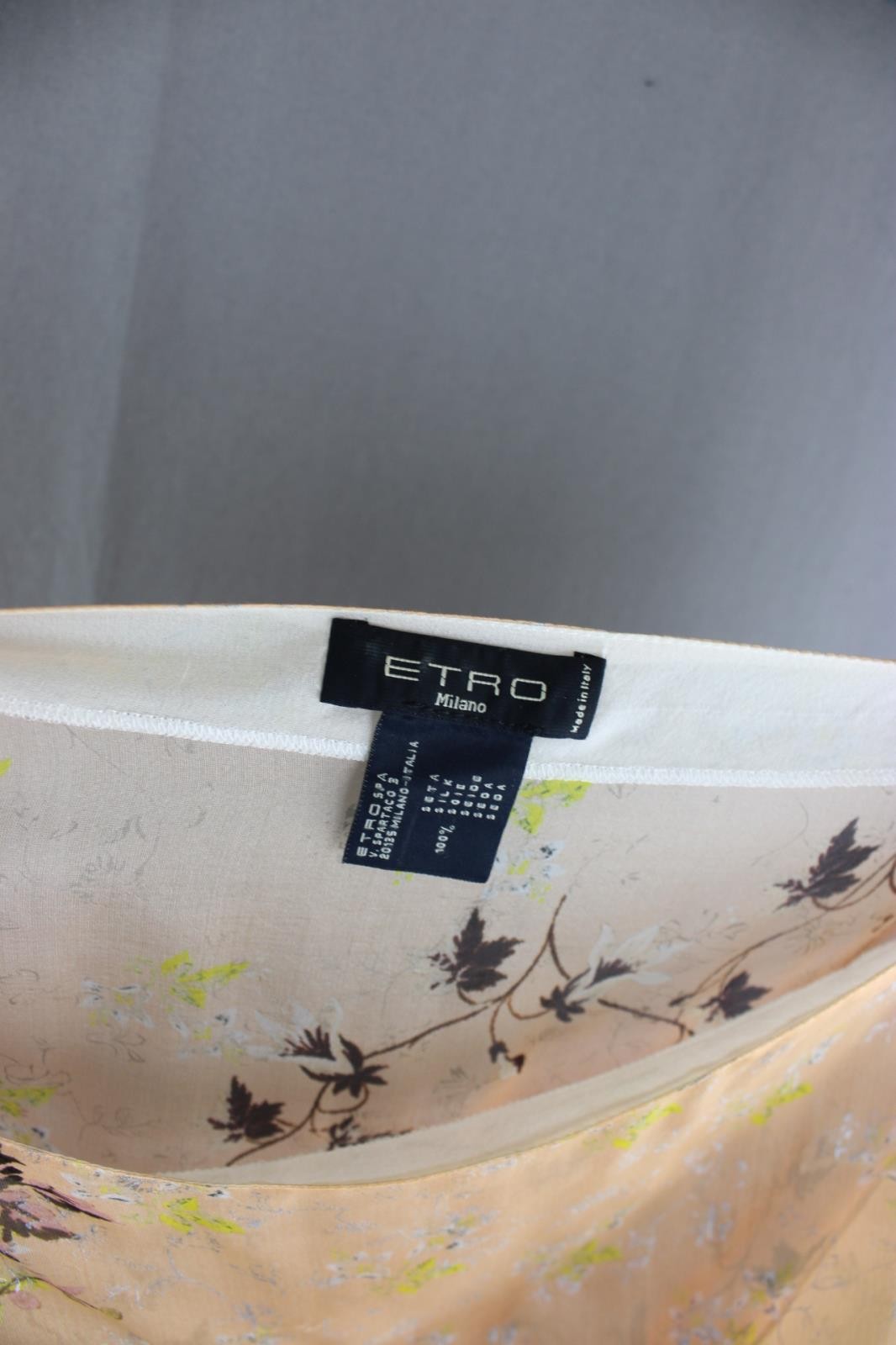 ETRO Women’s Peach Pink Multi Floral Print 100% Silk Sheer Poncho Top OS