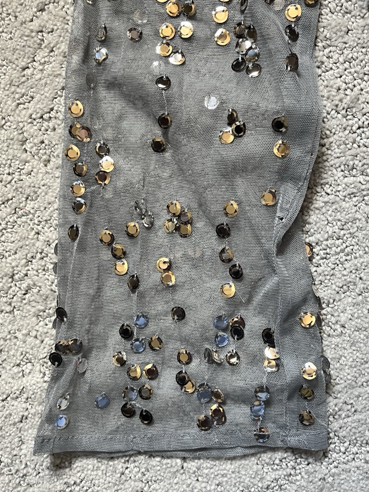 Zara Pull Over Semi Shear shirt Top Spangles Front & Back Lined Grey S/M Zara