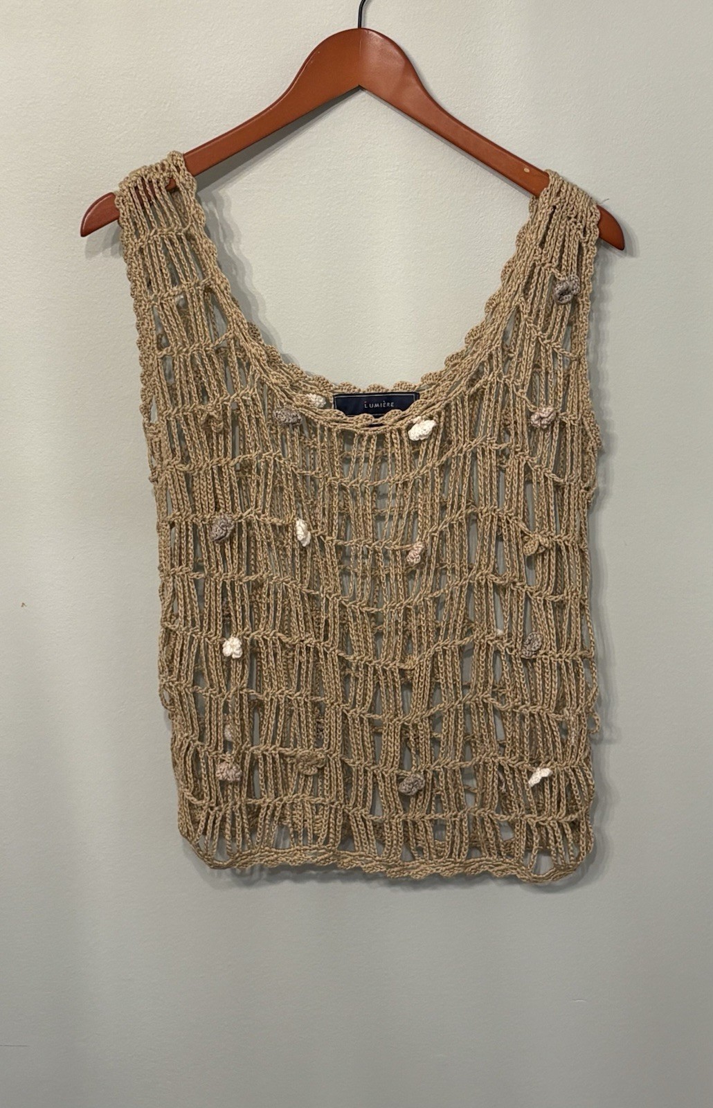 Crochet Women’s/teens Tank Top Large. Has Rosettes Attached.