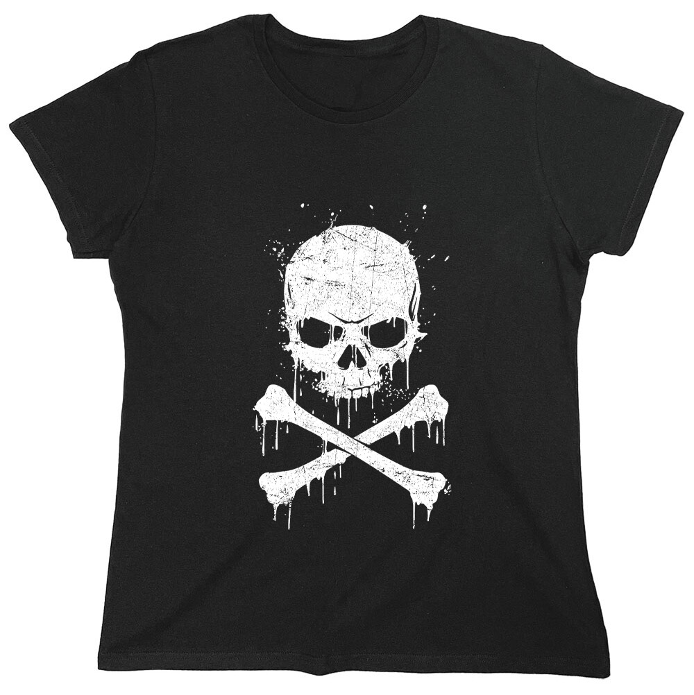 Drip Skull Sarcastic Novelty Graphics Funny Womens T-Shirt