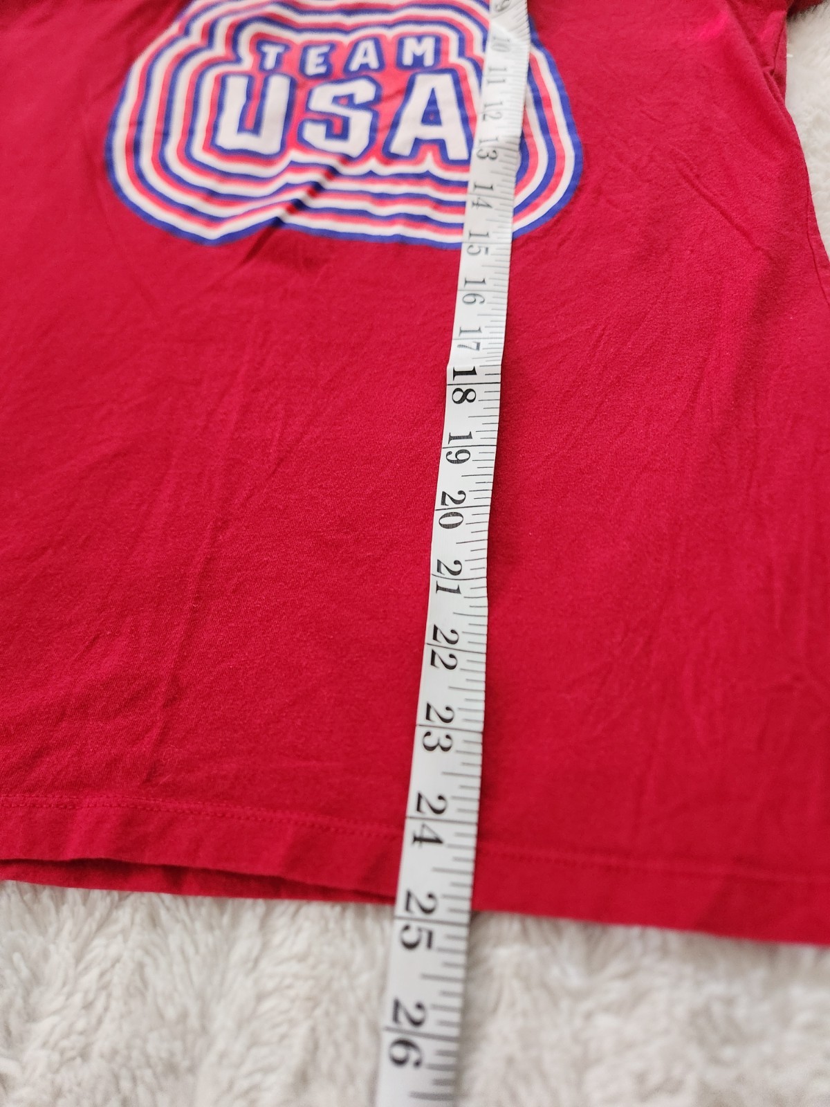 Fanatics Team USA Olympic Red V-Neck T-Shirt Women’s Small S Retro Graphic Tee