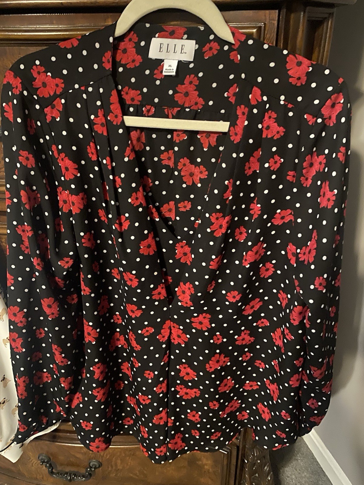 Elle polka dot floral blouse