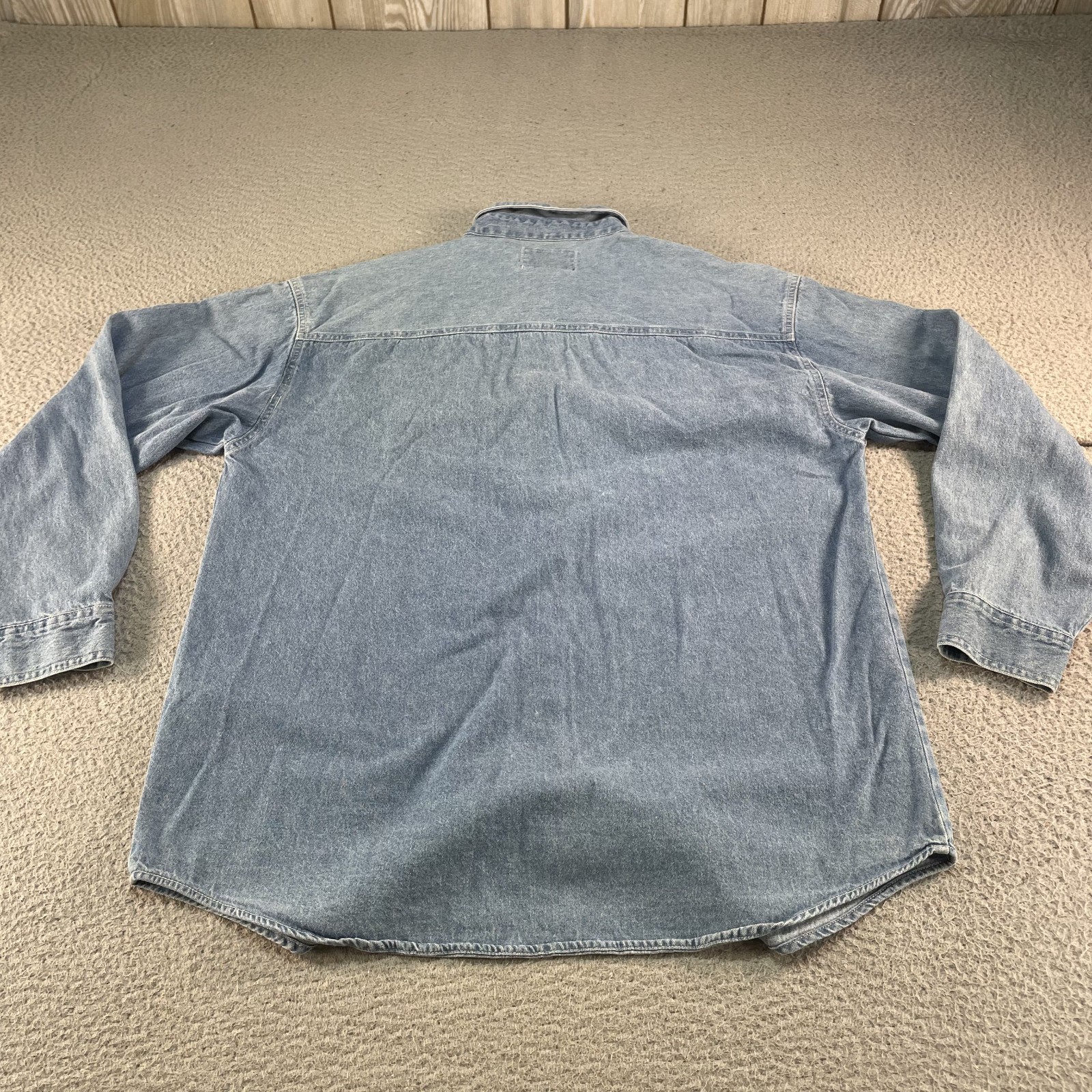 Vintage Denim Shirt Womens Medium Blue Cats Western Cowgirl Embroidered Cute 90s