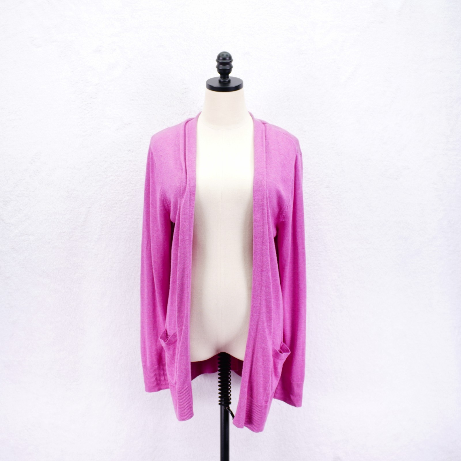 Croft & Barrow -Large- Pink Open Cardigan Cotton Rayon Knit W/ Pockets