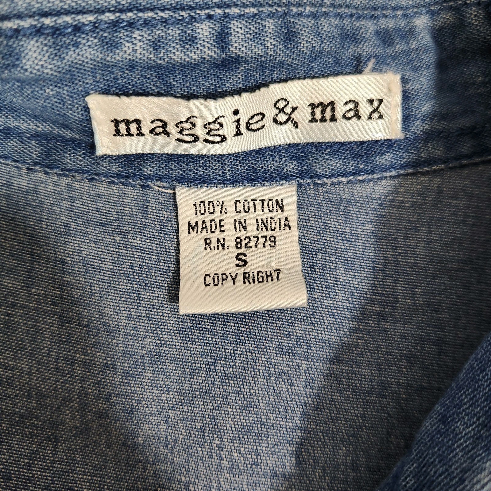 Vintage Maggie & Max Denim Shirt Sz Small Bear American Flag Patriotic 4th July