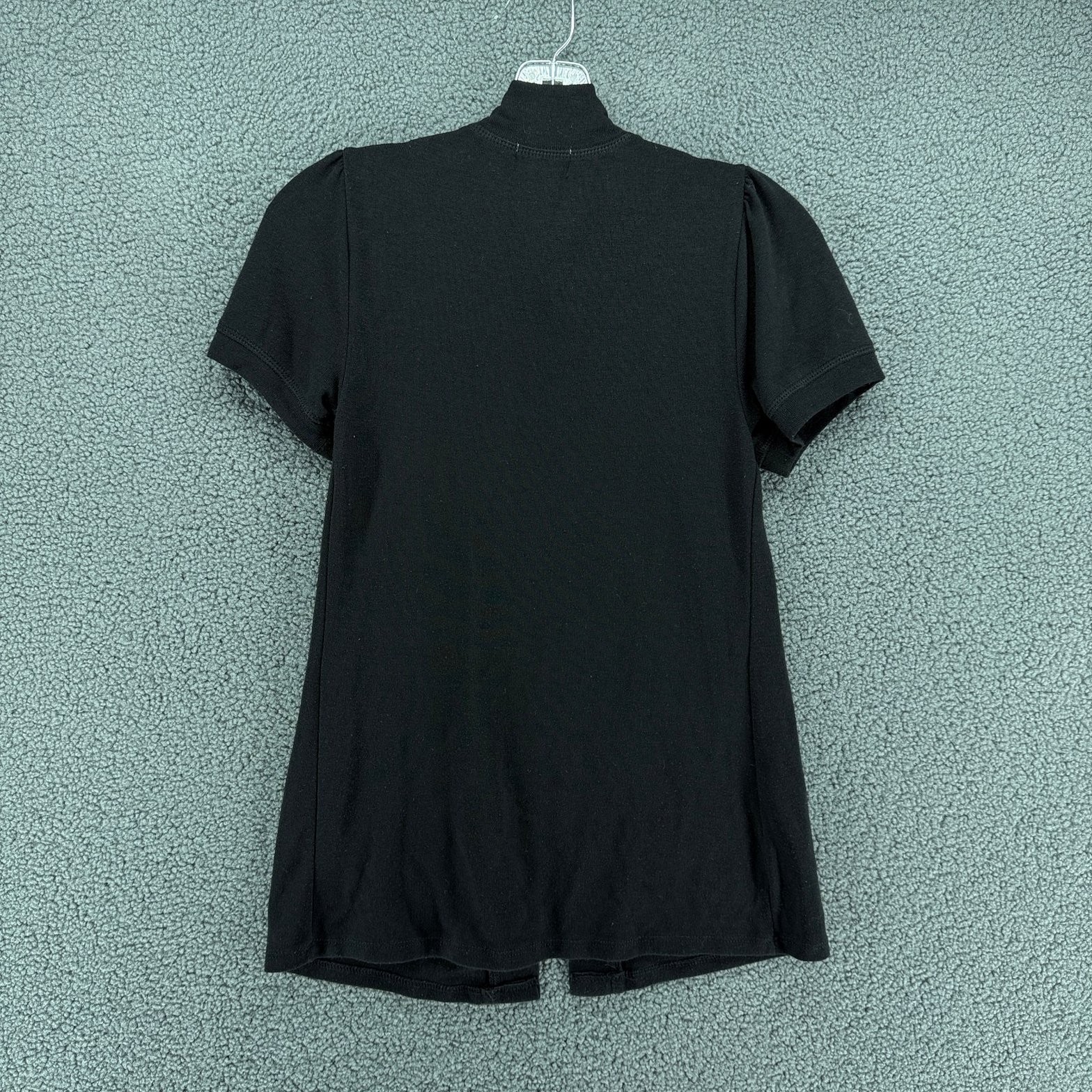 2 PACK Eyelash Couture Button Front Tops Womens S Black White Stretch