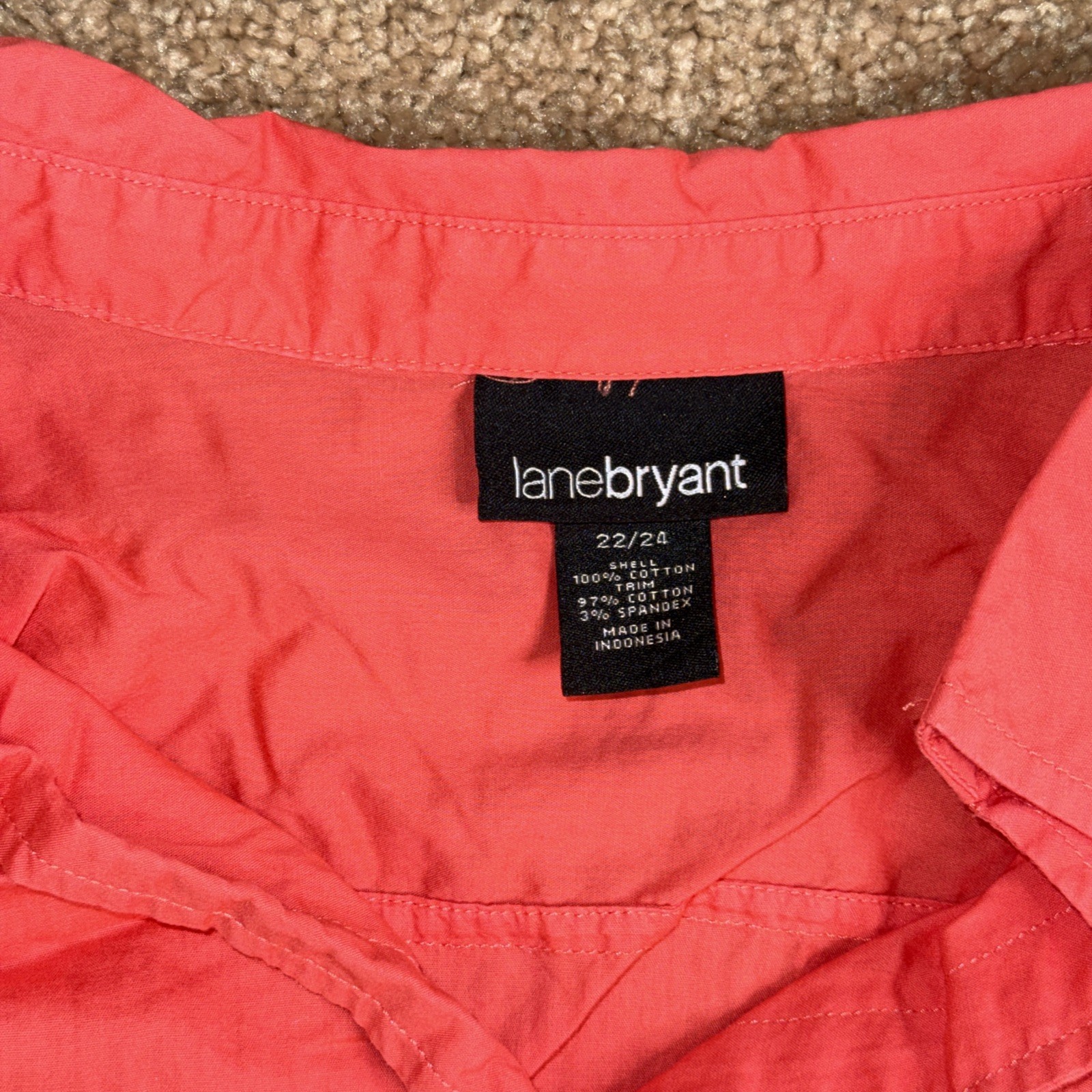 Lane Bryant Blouse Women’s Size 22/24 Pick Roll Tab 3/4 Sleeve Pink