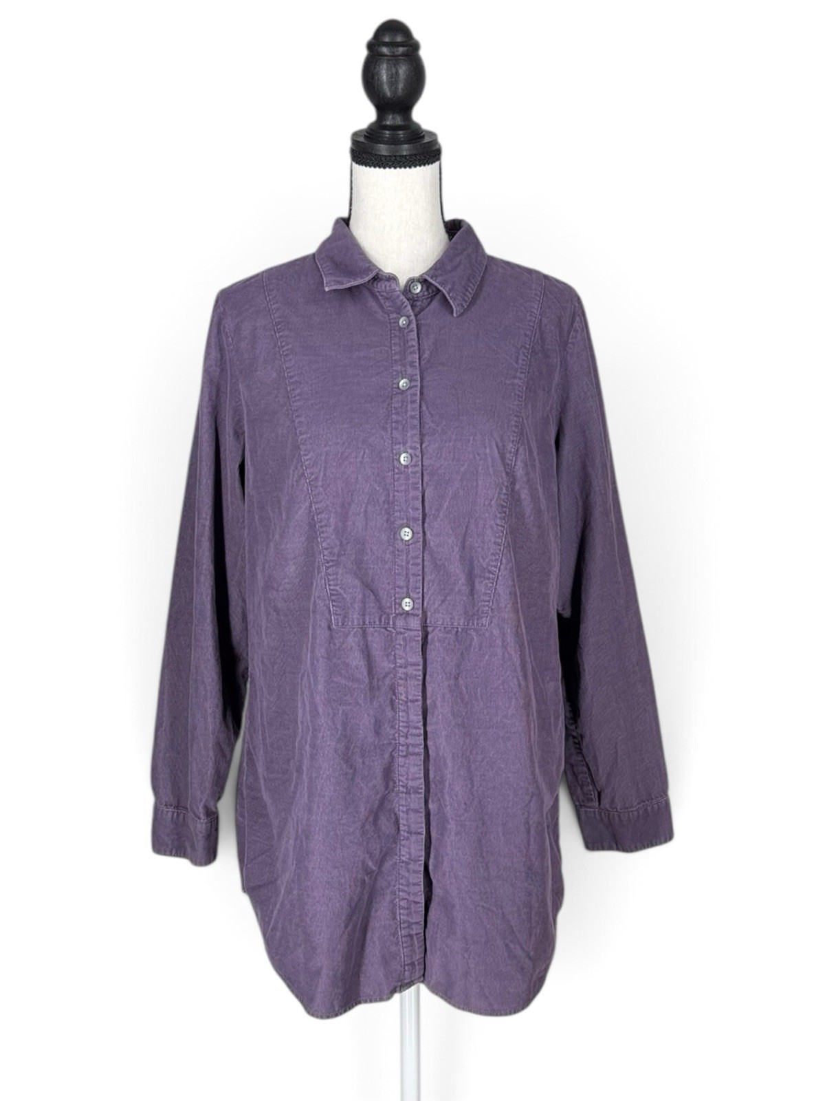 J Jill Purple Pinwale Corduroy Tunic Top Shirt Blouse Size M