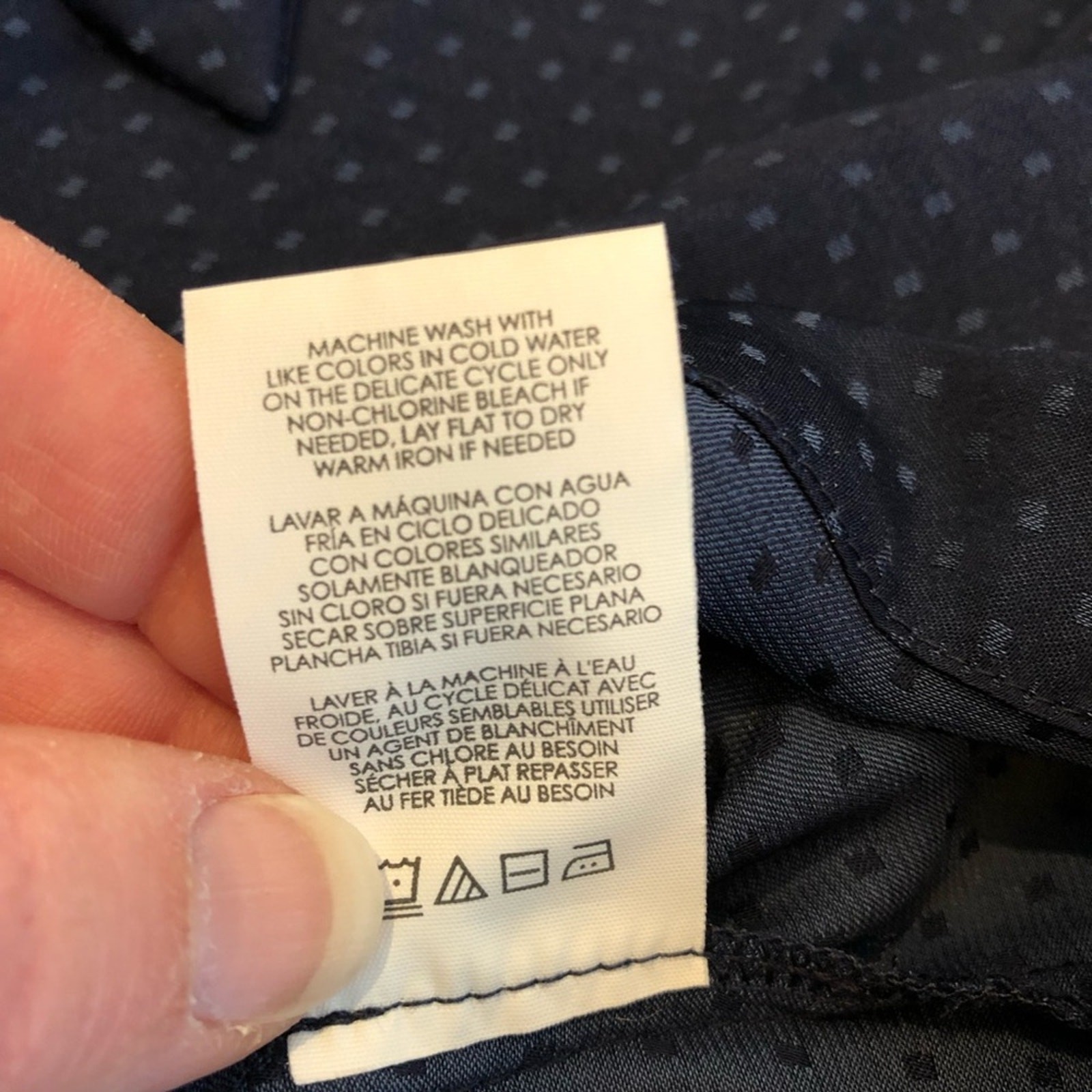 Cabi navy blue swiss dot knot tie front top size Small #5525