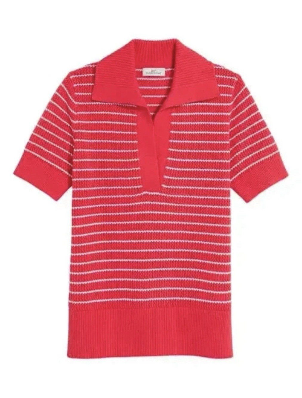 Vineyard Vines Polo Top Striped Knit Cotton Red White Maternity XL